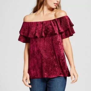 Knox Rose Velvet Off Shoulder Top